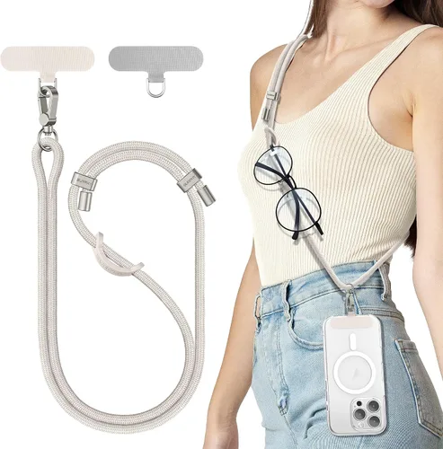 Vista 23 de SURPHY Cordón para teléfono, correa cruzada ajustable para teléfono con 2 pestañas de amarre para teléfono celular, hebillas de metal de alta