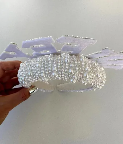Vista 4 de MapleLeaf Diadema de novia, elegante diadema de perlas con velo, corona de boda, velo de boda de fiesta de compromiso, despedida de soltera