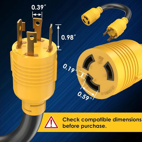 Vista 7 de 240V 30A Twist Lock Gen Adapter, NEMA L14-30P a NEMA L6-30R Adaptador
