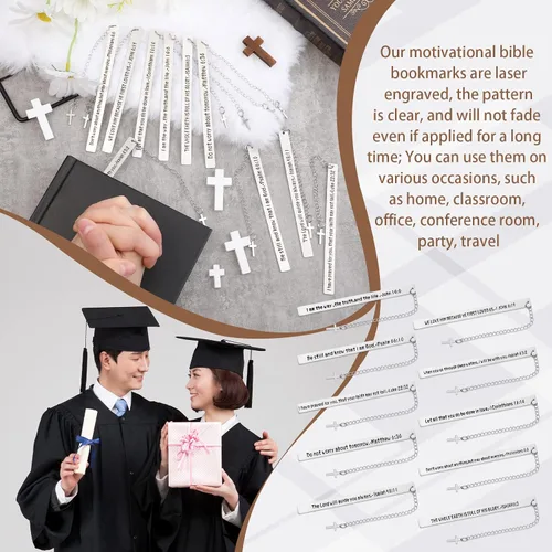 Vista 5 de Thenshop 10 marcapáginas de la Biblia, regalos de graduación 2026, regalos de bautismo para niñas adolescentes, marcadores cristianos para mujeres