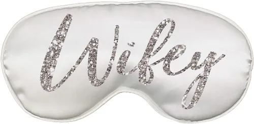 Vista 2 de Regalos de esposa para la novia, regalos para parejas, juego de 2 máscaras para dormir de luna de miel (1) máscara blanca para esposa y (1) máscara