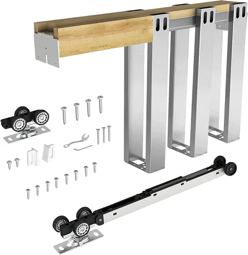 Vista 11 de JUBEST Kit de Marco de Puerta Corredera de 36" x 80" con Mecanismo de Cierre Suave de 220 LBS y Montantes de Acero Galvanizado, Kit de Puerta