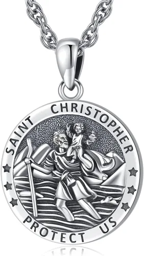 Vista 22 de Collar de San Patrono de Plata de Ley 925 St 01-Virgen María-Oro