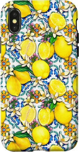 Vista 5 de Citrus Fruit Lemons Blue Tile Gardencore Farmcore Pattern Case for iPhone 17
