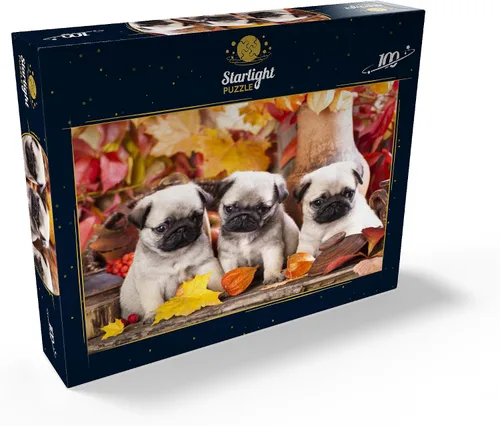 Vista 2 de MyPuzzle Pug Puppies - Rompecabezas prémium de 100 piezas, fabricado en Estados Unidos