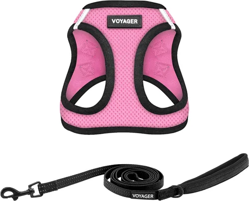 Vista 38 de Arnés de malla Voyager Step-in Air para todo clima y correa reflectante para perro de 5 pies, combo con mango de neopreno, para cachorros de razas