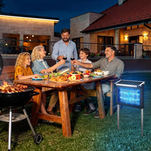 Vista 9 de Solar Bug Zapper Outdoor with Projector Lights, 4500V Mosquito Zapper