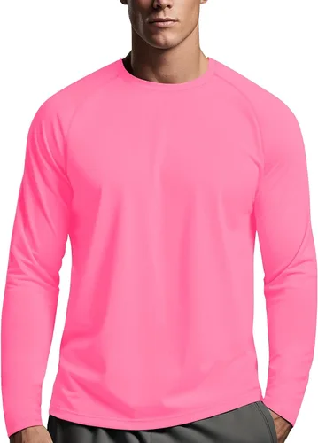 Vista 6 de Zengjo - Camiseta de manga larga para hombre, transpirable, para correr, atlética, deportiva, ligera, con protección solar SPF Canela