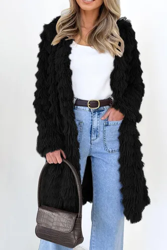 Vista 7 de PRETTYGARDEN Chaquetas de piel sintética de invierno para mujer 2024, abrigo largo y lanudo