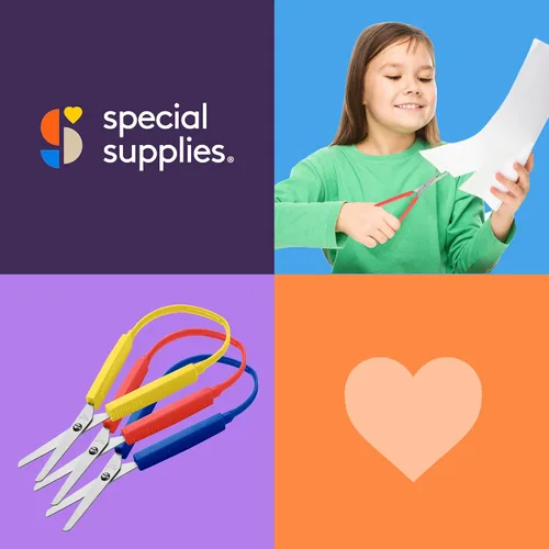 Vista 7 de Special Supplies Tijeras de lazo para adolescentes y adultos de 8 pulgadas (paquete de 3) con bucles coloridos, diseño adaptativo, soporte derecho e