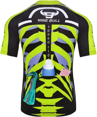Vista 4 de Conjunto de camiseta de ciclismo para hombre, camiseta reflectante de secado rápido y pantalones cortos de ciclismo acolchados 3D, M