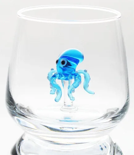 Vista 13 de Taza de vidrio 3D con bonita figura de animal en el interior, figura de cangrejo de vidrio soplado a mano en el interior, vaso sin tallo para vino