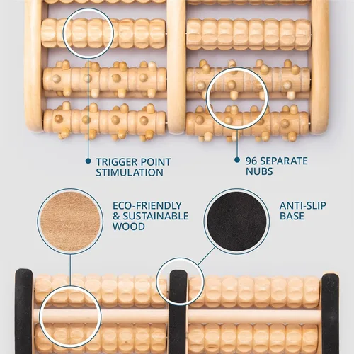 Vista 6 de TheraFlow - Masajeador dual de rodillos para pies (XL) – Relaja y alivia dolor de pies y fascitis plantar –Modelo mejorado 2017 – Gráfico laminado