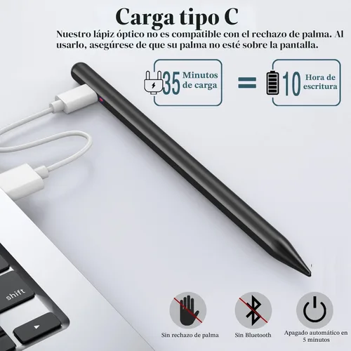 Vista 3 de Lápiz óptico para tableta Android, lápiz de tableta con punta Pom para ios/Android, lápiz óptico activo recargable para iPhone