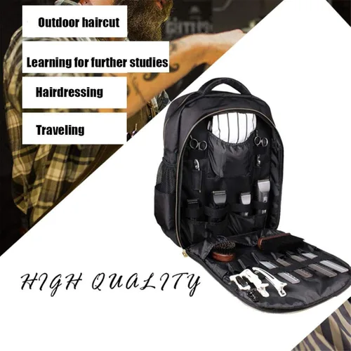 Vista 3 de Organizador de bolsas de peluquería para recortadoras y suministros, bolsas portátiles y estuches para hombres, mochila de peluquería