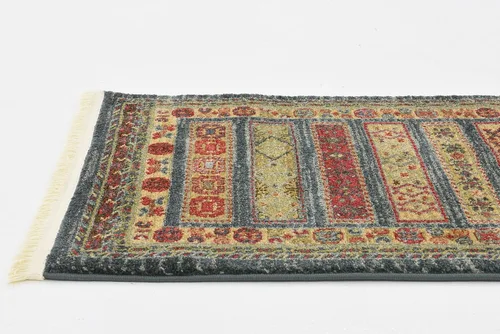 Vista 4 de Nomad Tapete contemporáneo de con estampado moderno tribal., Polipropileno, Azul