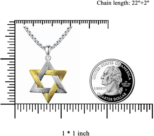 Vista 5 de PDTJMTG Collar judío de plata de ley con estrella de David para hombre