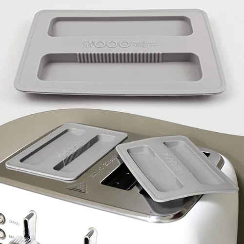 Vista 6 de 2 tapas de silicona para tostadora, cubierta de suciedad para tostadora, protector superior para máquina de pan, máquina de sándwich (gris)