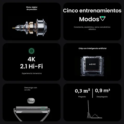 Vista 7 de AEKE Sistema inteligente de gimnasio en casa - Espejo de fitness K1: máquina de fitness todo en uno con IA para entrenamiento de fuerza de cuerpo