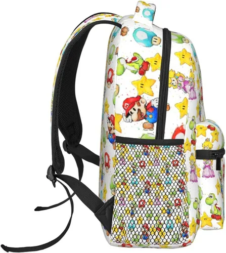 Vista 3 de Dibhhui Mochila para adolescentes de 15.7 pulgadas, mochila de dibujos animados Bros mochila ligera de viaje con personajes bolsa de hombro