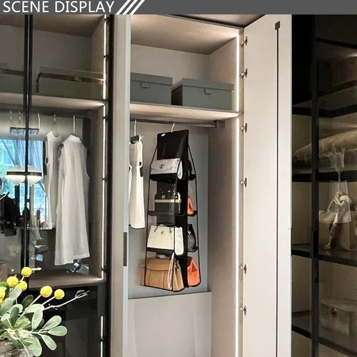 Vista 2 de Organizador de bolso, nuevo mejorado más grande, organizador de bolso para armario, ganchos resistentes, almacenamiento de bolso, material duradero