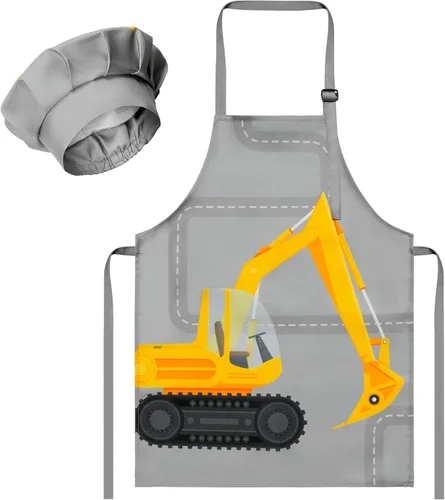 Vista 8 de R HORSE Juego de 2 delantales para niños y sombrero de chef, delantal de cocina de dinosaurio ajustable para niños, juguete de chef de juego de rol