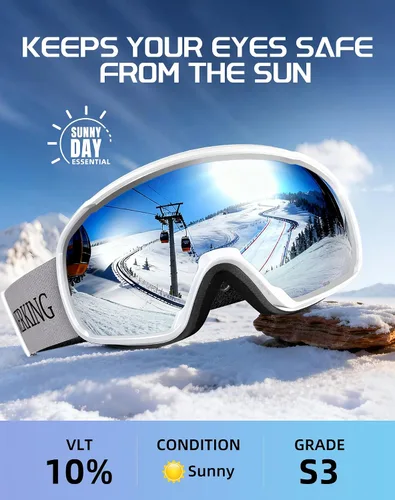 Vista 4 de Innerking OTG - Gafas de esquí aprobadas por SGS, para usar sobre gafas de nieve, snowboard, invierno, antivaho para adultos, jóvenes, hombres