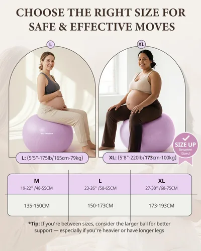 Vista 6 de Trideer - Pelota de embarazo y parto de 1.7 mm extragruesa para yoga, maternidad, parto, ejercicio, fisioterapia, recuperación - Incluye guía