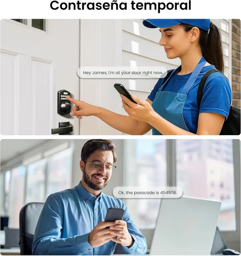Vista 6 de Veise KS02A - Cerradura de puerta de entrada sin llave de huellas dactilares, bloqueo automático, cerrojo electrónico para puerta delantera Negro