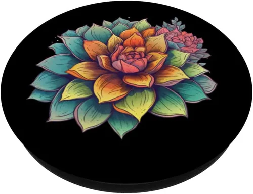 Vista 2 de Cactus Blooming Cactus Cactus Suculentas Amante de Flores Silvestres Lindos PopSockets Intercambiables PopGrip