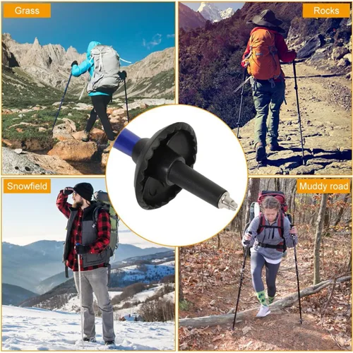 Vista 3 de Juego de puntas de bastón de trekking – Protectores de puntas de repuesto para bastones – Cestas de nieve y barro