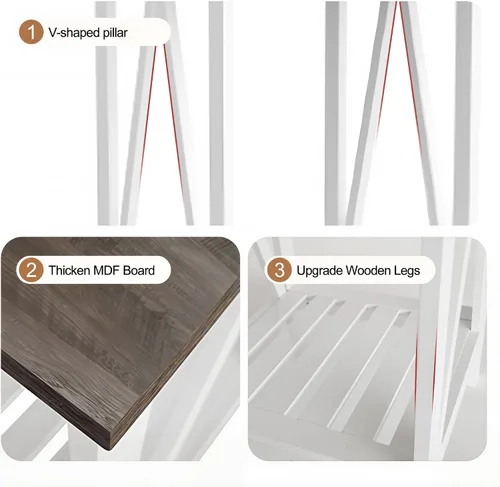 Vista 5 de Mesa auxiliar cuadrada de granja, mesa auxiliar con diseño de listones, mesa auxiliar de sofá con marco resistente para sala de estar, gris oscuro