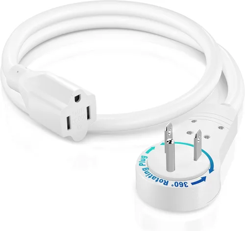 Vista 12 de Maximm - Cable de extensión de 0.15 m con enchufe plano giratorio de 360°, cable de alimentación a tierra de 3 puntas, certificado UL, 13A 125V Negro