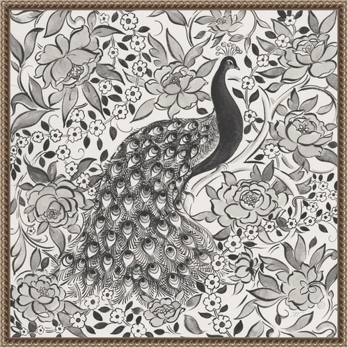 Vista 18 de Amanti Art Framed Canvas Wall Art 16x16 Peacock Garden III BW by Miranda Thomas, Framed Wall Art Canvas, Animals Artwork, Modern Decor, Small Poster