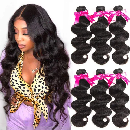 Vista 7 de Beauty Princess Cabello Humano Ondulado Corporal 3 Paquetes con Cierre Doble Trama 10A Paquetes de Cabello Brasileño con Cierre