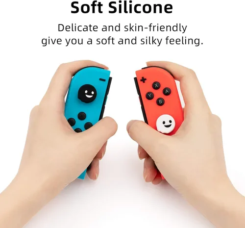 Vista 2 de GeekShare 4PCS Cute Ghost Thumb Grip Caps,Halloween Soft Silicone Joystick Cover Compatible with Nintendo SwitchOLEDSwitch Lite - Black&White