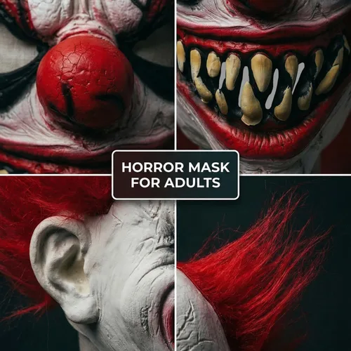 Vista 6 de Clown Mask Halloween Scary Clown Mask Red