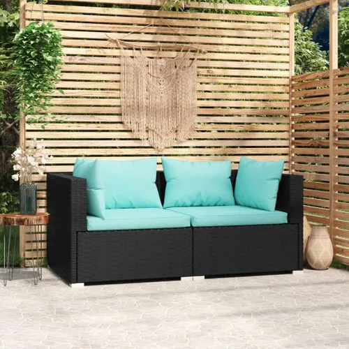 Vista 50 de Sofá de 3 plazas con cojines de ratán de poliéster marrón, juego de muebles de patio al aire libre con 3 sofás centrales para patio trasero, jardín