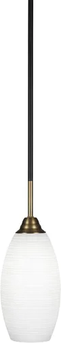 Vista 55 de Toltec Lighting Paramount - Mini colgante de 1 luz en acabado negro mate con cristal de arte perla de 7 pulgadas y estilo negro