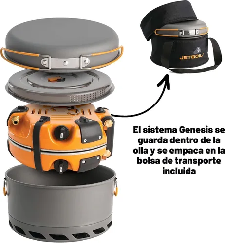 Vista 2 de Jetboil Genesis Basecamp Backpacking and Camping Stove Cooking System with Camping Cookware