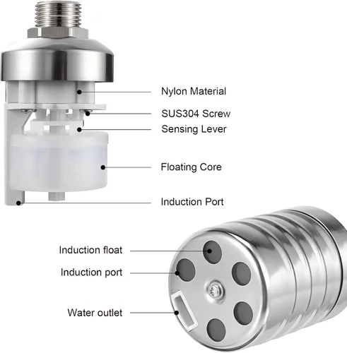 Vista 9 de 2pcs Stainless Steel Water Tower Float Valve 1/2" Threaded Automatic Water Level Control Valve for Fountain and Tank