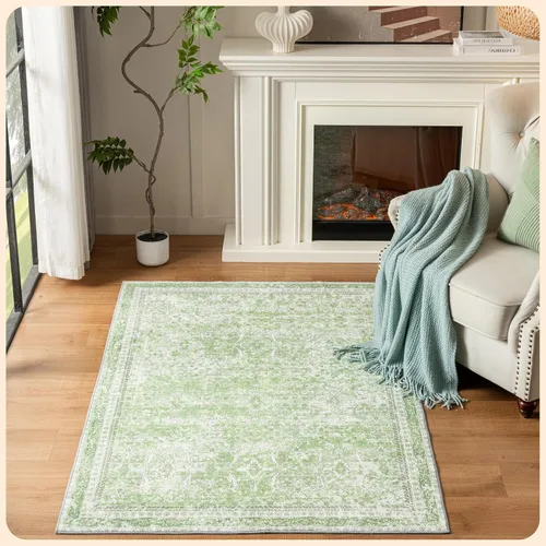 Vista 115 de Istana Alfombra larga antideslizante de 2.5 x 8 para el hogar, para pasillo y cocina, lavable, sedosa y suave al tacto, elegante, color azul y marfil