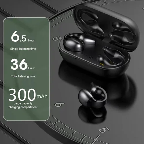 Vista 6 de TECKEEN Auriculares inalámbricos Bluetooth 5.2 Clip de oído HiFi Música Conducción ósea Auriculares EE.UU
