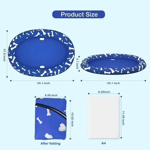 Vista 5 de Pet Soft Balsa flotante para perros – Flotador inflable de natación para perros para el verano (hueso azul)