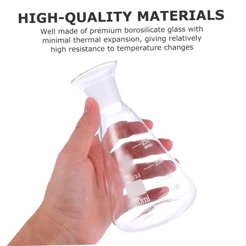 Vista 3 de UPKOCH Frasco Erlenmeyer de vidrio de 8.5 fl oz de boca estrecha transparente Erlenmeyer graduado frasco cónico con tapón para experimento