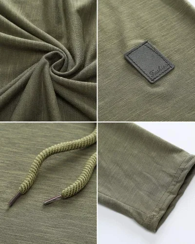 Vista 4 de Lexiart Sudadera deportiva con capucha para hombre, color liso, forro polar