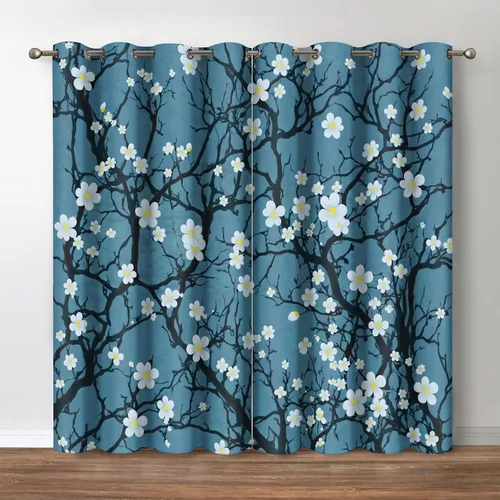 Vista 20 de Jekeno Cortinas opacas con palmeras oceánicas, playa, cielo, sol, decoración de paisaje marino para dormitorio, sala de estar, cortinas de ventana