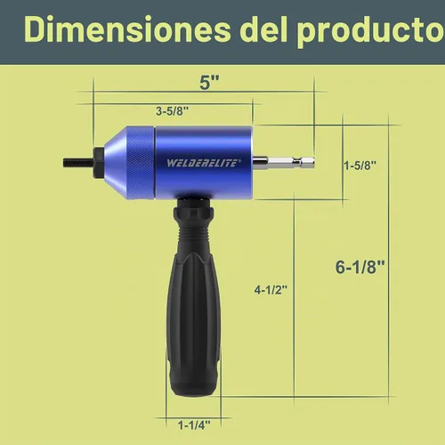 Vista 5 de Kit adaptador de taladro de tuerca de remache - Modos de accionamiento dual: taladro/trinquete, con 270 tuercas y 36 mandriles (azul)
