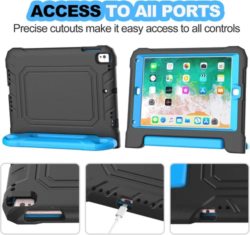 Vista 8 de YIHE - Funda infantil para iPad de 9.7 pulgadas con protector de pantalla, mango a prueba de golpes, funda convertible con soporte para iPad 9.7