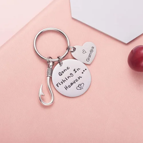 Vista 2 de Llavero de regalo conmemorativo con texto en inglés "Still Riding in Heaven" PAPA Grandpa Loss of Father Gift in Memory of Dad Grandfather Keyring